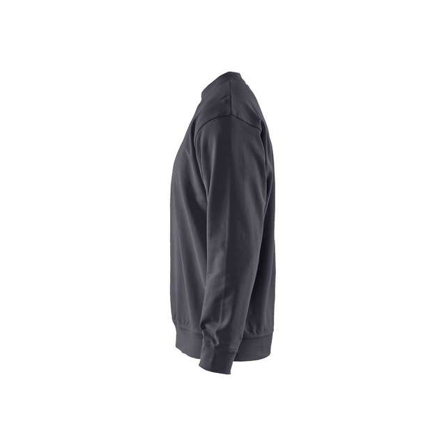 Mörkgrå sweatshirt i profil med långa ärmar och ribbade muddar.