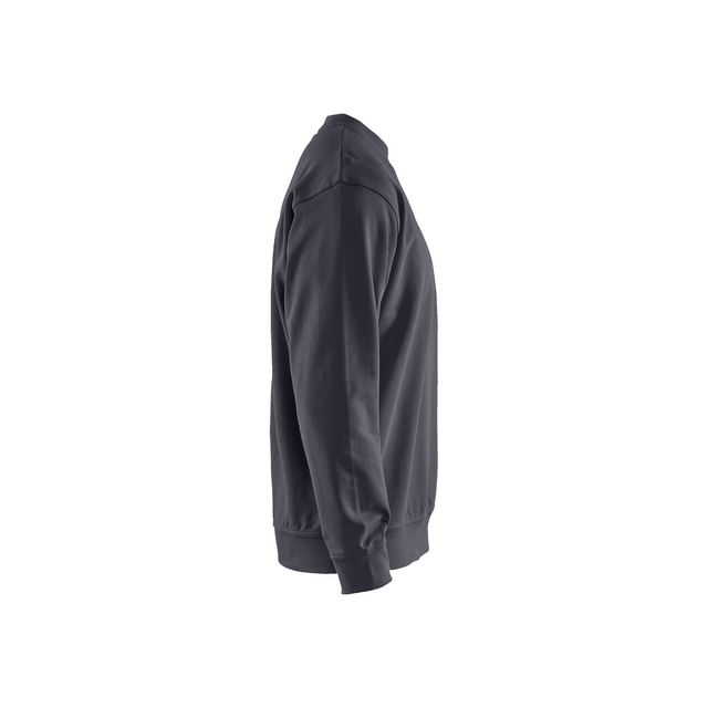 Mörkgrå långärmad sweatshirt sedd från sidan, utan några synliga detaljer eller tryck.