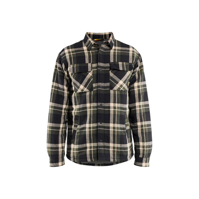 FLANELLSKJORTA 4704 1168 PILE- FODRAD SKOGSGRÖN/SVART XS