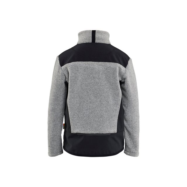 FLEECETRÖJA 5207 2536 STICKAD BARN GRÅMELERAD/SVART 134/140