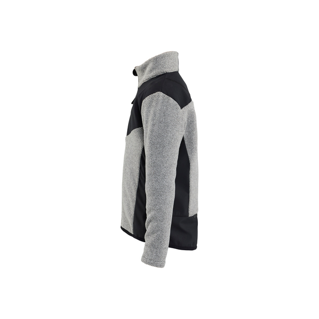 FLEECETRÖJA 5207 2536 STICKAD BARN GRÅMELERAD/SVART 134/140