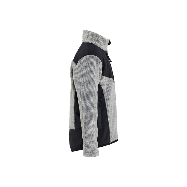 FLEECETRÖJA 5207 2536 STICKAD BARN GRÅMELERAD/SVART 134/140