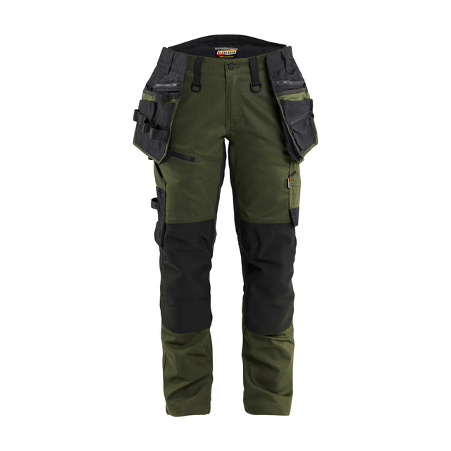 HANTVERKSBYXA MED STRETCH DAM SKOGSGRÖN/SVART D23