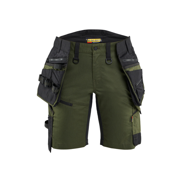 HANTVERKSSHORTS MED STRETCH DAM SKOGSGRÖN/SVART C46