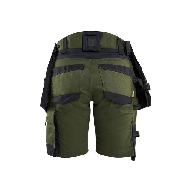 HANTVERKSSHORTS MED STRETCH DAM SKOGSGRÖN/SVART C46