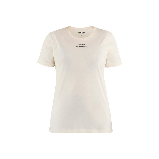 Kortärmad, beige T-shirt med texten SOLO AND UNBREAKABLE tryckt i svart på bröstet.