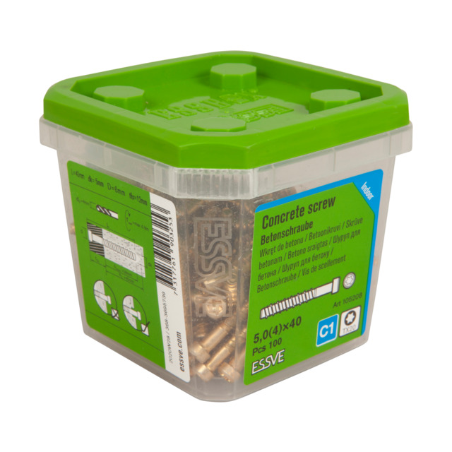 LISTBETONGSKRUV ECS-CY GULFÖRZINKAD 5,0(4)X40