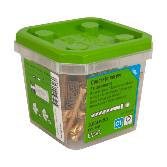 LISTBETONGSKRUV ECS-CY GULFÖRZINKAD 5,0(4)X50