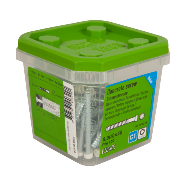LISTBETONGSKRUV ECS-CY VITLACKERAT HUVUD 5,0(4)X50