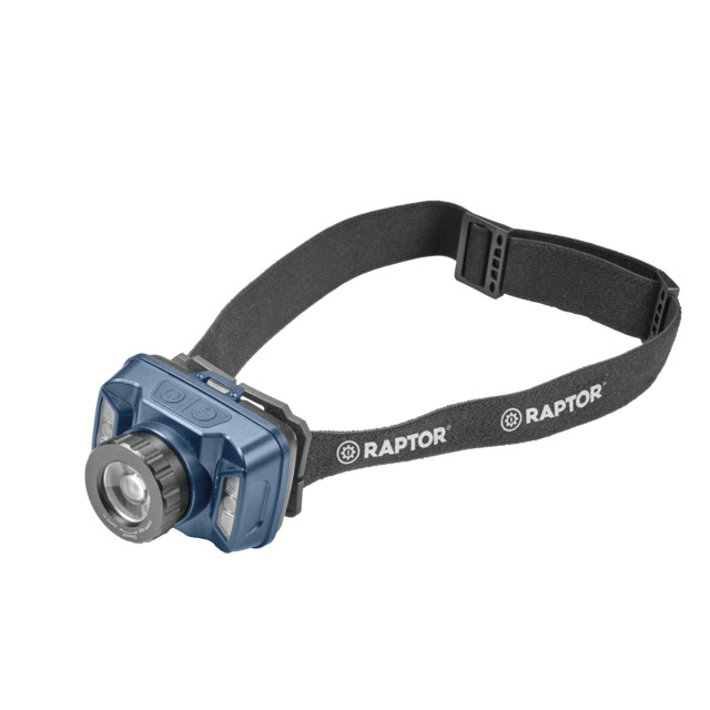 PANNLAMPA HJÄLM LADDB RAPTOR 580LUM HÖG, LÅG, VIT,RÖD BLINK