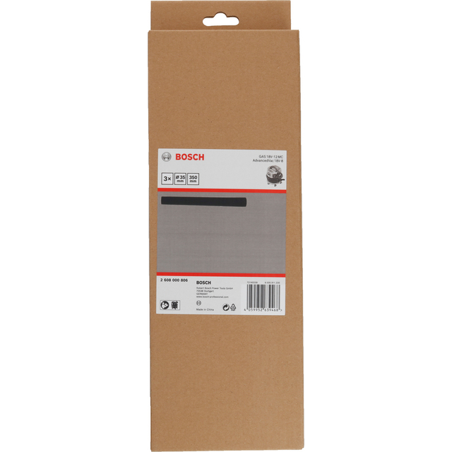 Rektangulär förpackning med Bosch-logotyp, innehållande tre sågblad. Text: 235x30x1.8/1.3. Kod: 2 608 650 366.