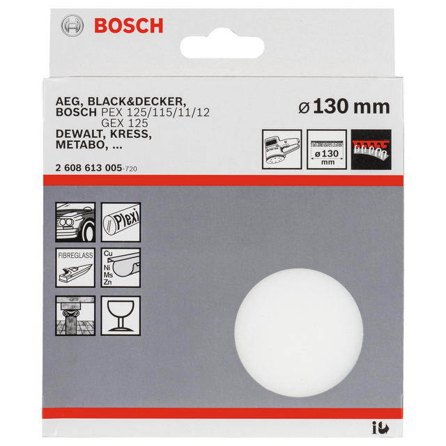 Förpackning för 130 mm sliprondell, kompatibel med AEG, Black&Decker, Bosch, Dewalt med flera.