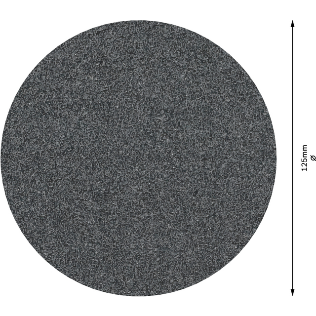 Rund sliprondell i grått, diameter 125 mm, med fin, kornig textur.