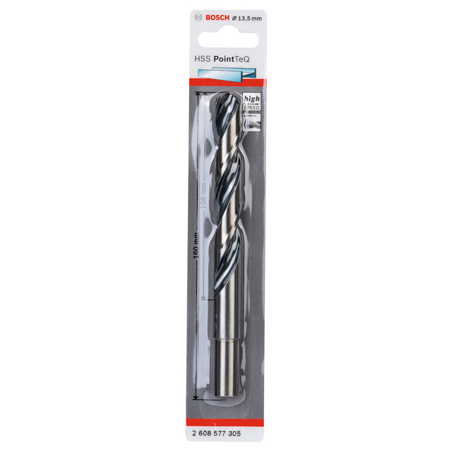 Borrspets i metallförpackning, Bosch HSS PointTeQ, 13.5 mm, för metallborrning.