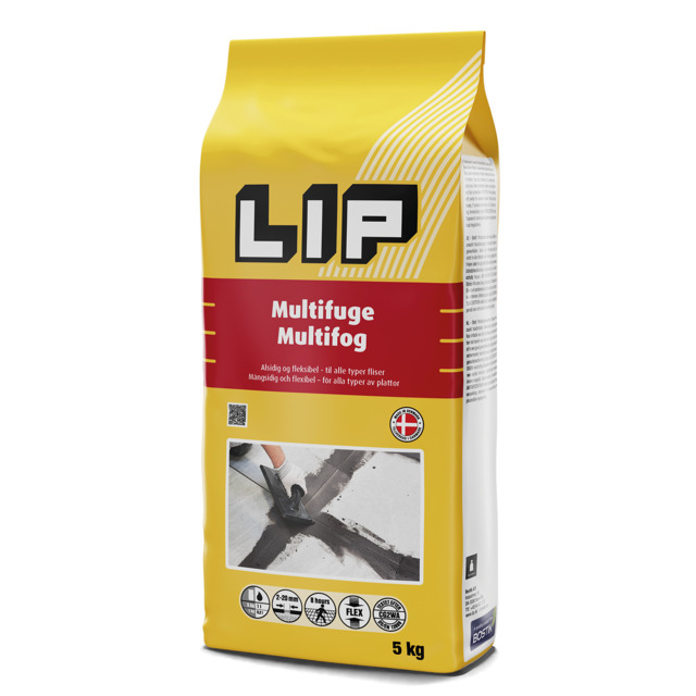 Påsen förpackar LIP Multifuge Multitfog, 5 kg. Innehåller instruktioner och bilder på fogande.